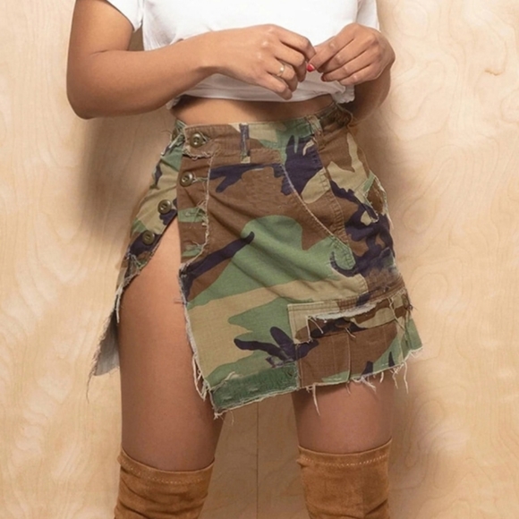 Grey Camouflage Print Women's Skirt